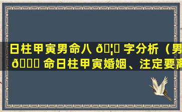 日柱甲寅男命八 🦉 字分析（男 🐟 命日柱甲寅婚姻、注定要离婚吗）